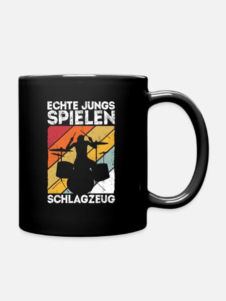 Echte Jungs spielen Schlagzeug - Drummer Jungen Ge - Tasse einfarbig - Schwarz