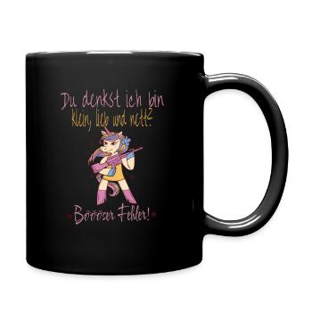 Du Denkst Ich Bin Klein Lieb Und Nett Einhorn - Tasse einfarbig - Schwarz - Rechts
