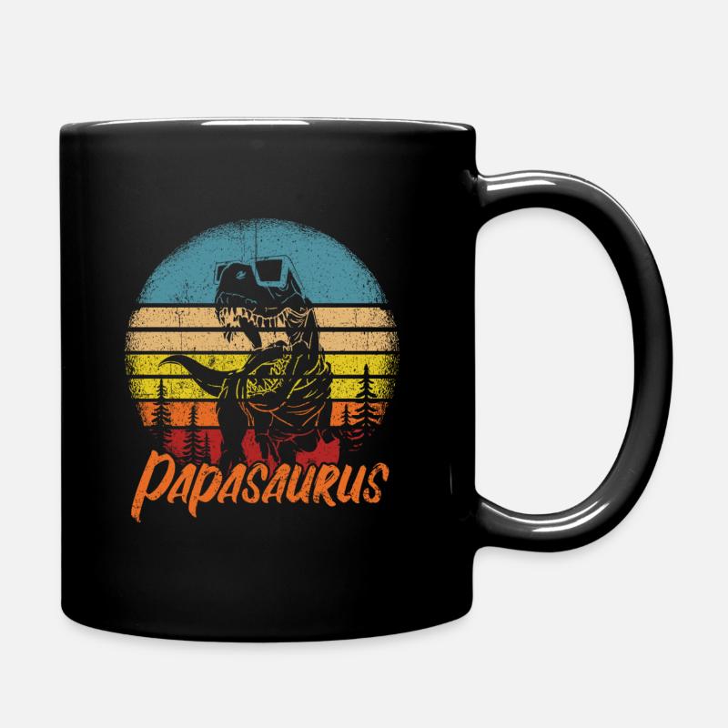 Papasaurus Dinosaurier Papa Saurus Vatertags Gesch - Tasse einfarbig - Schwarz