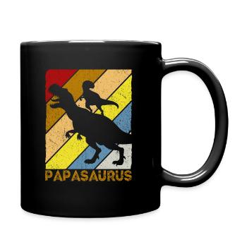 Papasaurus Dinosaurier Papa Saurus Vatertags Gesch - Tasse einfarbig - Schwarz - Rechts