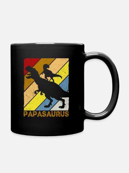 Papasaurus Dinosaurier Papa Saurus Vatertags Gesch - Tasse einfarbig - Schwarz