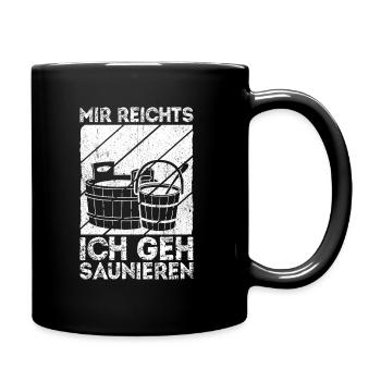 Saunameister - Geschenk Sauna Spruch Saunieren - Tasse einfarbig - Schwarz - Rechts