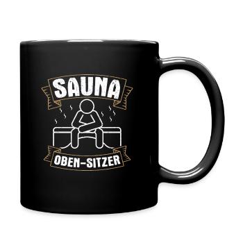 Saunameister - Geschenk Sauna Spruch Saunieren - Tasse einfarbig - Schwarz - Rechts