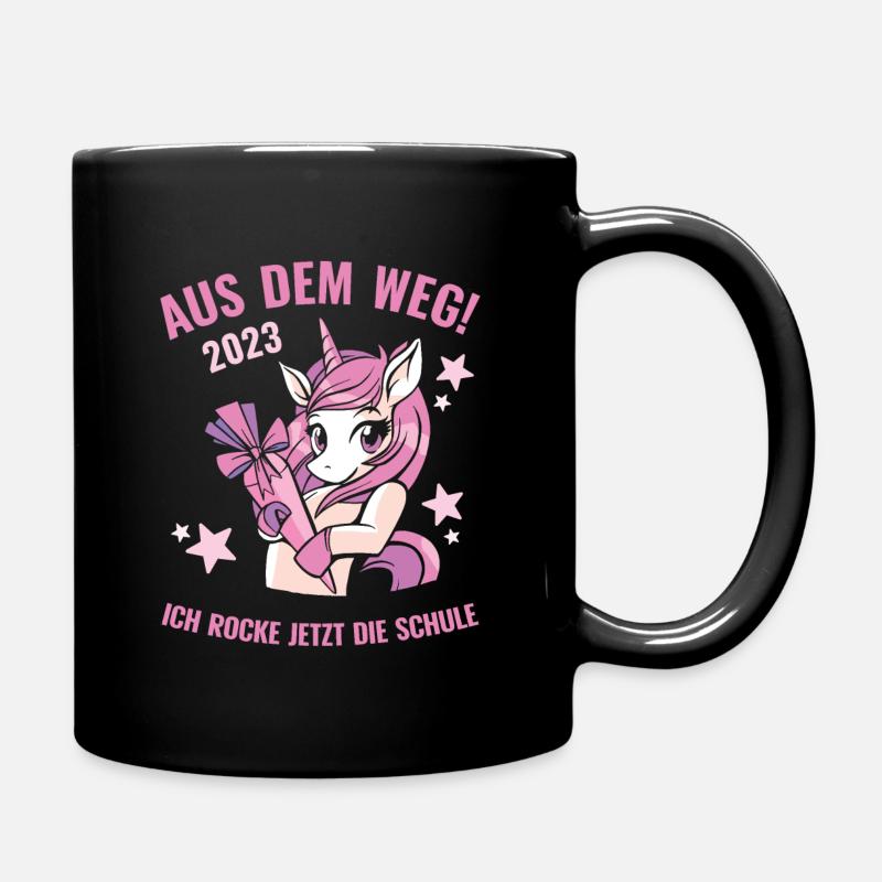 Schulkind 2023 Einhorn Aus Dem Weg! Einschulung - Tasse einfarbig - Schwarz