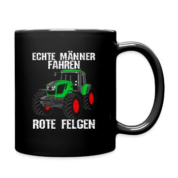 Traktor Landwirt Trecker Echte Männer fahren rote - Tasse einfarbig - Schwarz - Rechts