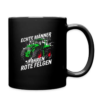 Traktor Landwirt Trecker Echte Männer fahren rote - Tasse einfarbig - Schwarz - Rechts