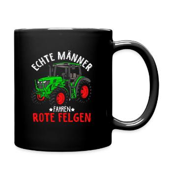 Echte Männer fahren rote Felgen Landwirt Traktor S - Tasse einfarbig - Schwarz - Rechts