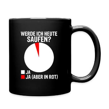 WERDE ICH HEUTE SAUFEN? Party Trinken Saufen Spruc - Tasse einfarbig - Schwarz - Rechts
