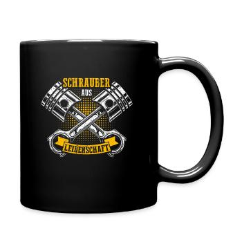 Schrauber aus Leidenschaft KFZ Werkstatt Spruch Tu - Tasse einfarbig - Schwarz - Rechts