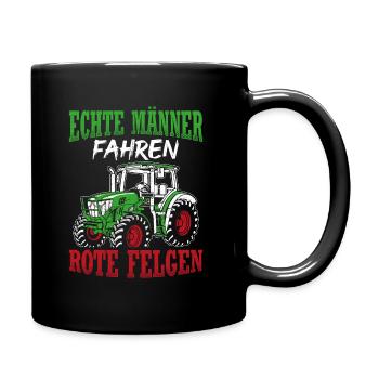 Traktor Landwirt Trecker Echte Männer Spruch Trakt - Tasse einfarbig - Schwarz - Rechts
