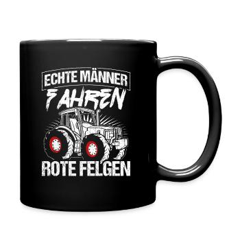 Traktor Landwirt Trecker Echte Männer Spruch Trakt - Tasse einfarbig - Schwarz - Rechts