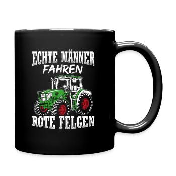 Traktor Landwirt Trecker Echte Männer Geschenk für - Tasse einfarbig - Schwarz - Rechts