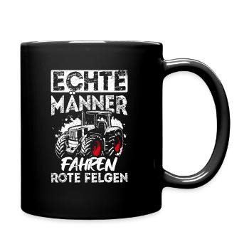 Traktor Landwirt Trecker Echte Männer Geschenk für - Tasse einfarbig - Schwarz - Rechts