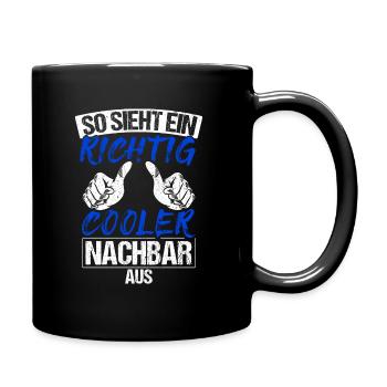 Nachbar Geschenk Bester Cooler Nachbar der Welt Sp - Tasse einfarbig - Schwarz - Rechts
