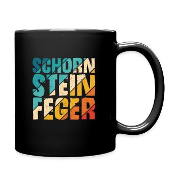 Schorn Stein Feger Schornstein Glücksbringer Kamin - Tasse einfarbig - Schwarz - Rechts