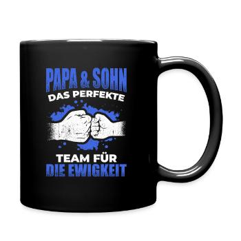 Papa & Sohn Das Perfekte Team Für Die Ewigkeit Spr - Tasse einfarbig - Schwarz - Rechts