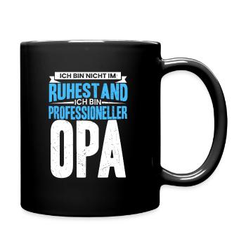 Opa Oma Rentner Ruhestand Rente Geschenk Großelter - Tasse einfarbig - Schwarz - Rechts