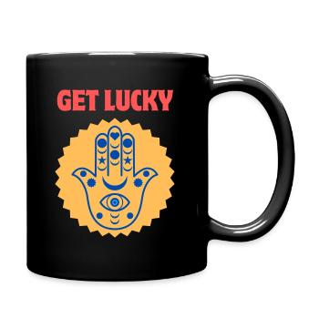 Get Lucky / Hamsa (Hand von Fatima) - Tasse einfarbig - Schwarz - Rechts