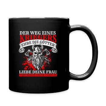 Wikinger Vikings Krieger Spruch Götter Frau Ehefra - Tasse einfarbig - Schwarz - Rechts