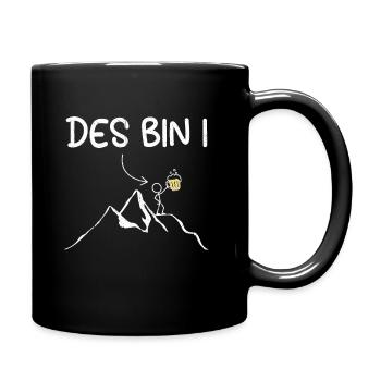 Des Bin I Bier Bergsteiger Klettern Alpen Wandern - Tasse einfarbig - Schwarz - Rechts