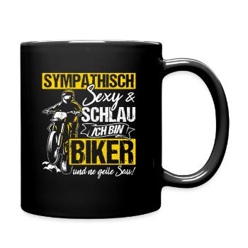 Motorradfahrer Natur Biker Mofa Mopded Motorrad - Tasse einfarbig - Schwarz - Rechts