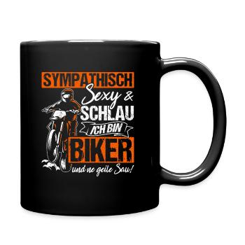 Motorradfahrer Natur Biker Mofa Motorrad Liebhaber - Tasse einfarbig - Schwarz - Rechts
