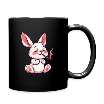 Hase Raucher Smoke Joint - Tasse einfarbig - Schwarz - Rechts