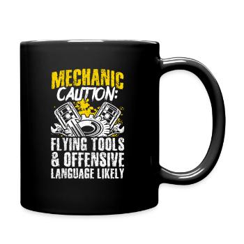Mécanicien Attention Outils Volants Conception Aut - Mug uni - noir - Droite