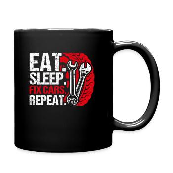 Manger Dormir Réparer Voitures Répéter Voiture Guy Tuner Garage Mec - Mug uni - noir - Droite