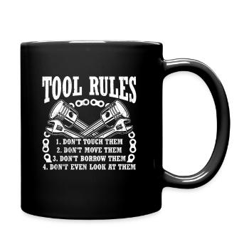 Règles de l’outil : Ne pas toucher, Déplacer, Emprunter - Mug uni - noir - Droite