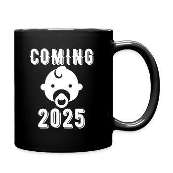 Baby coming in 2025, baby will be born in 2025 - Full Colour Mug - black - Right