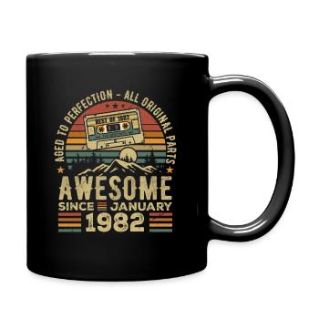 Geburtstag Januar 1982 | Geschenk Januar 1982 - Tasse einfarbig - Schwarz - Rechts