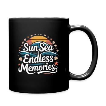 Beach Holidays | Sun Sea & Endless Memories - Full Colour Mug - black - Right