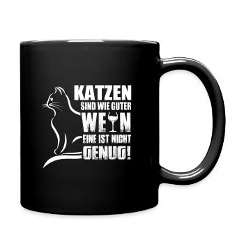 Katzen sind wie ein guter Wein - Tasse einfarbig - Schwarz - Rechts
