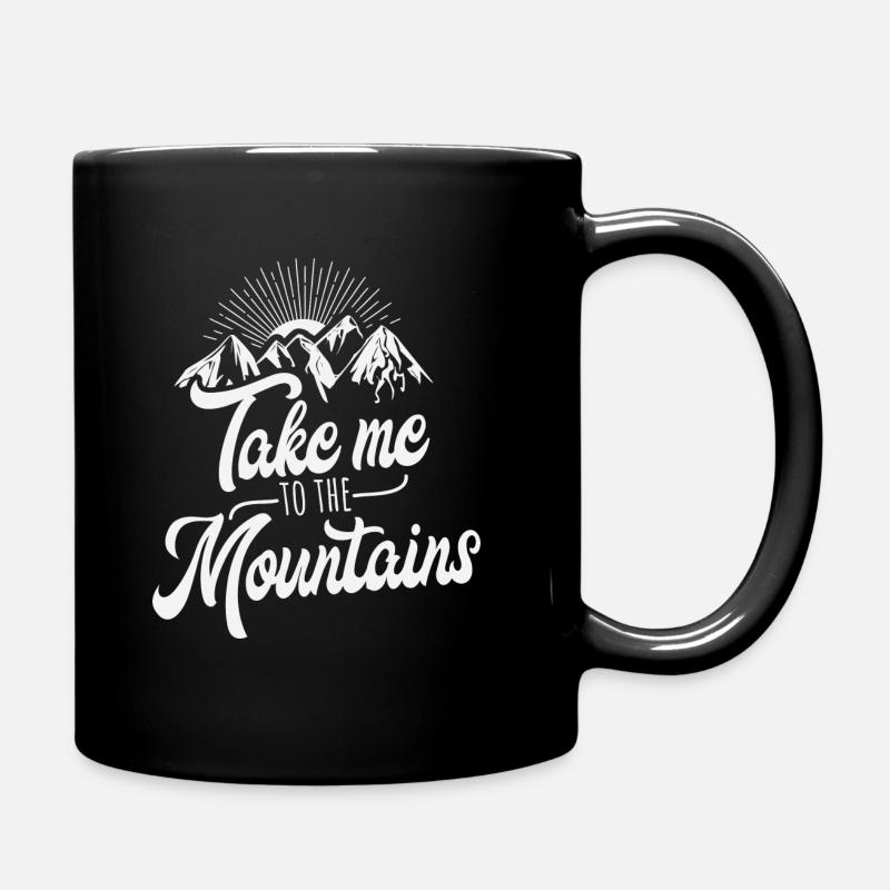 Take me to the mountains hiker gift - Full Colour Mug - black
