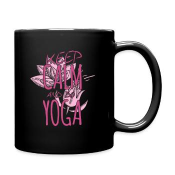 Yoga Bleib ruhig und mach Yoga - Tasse einfarbig - Schwarz - Rechts