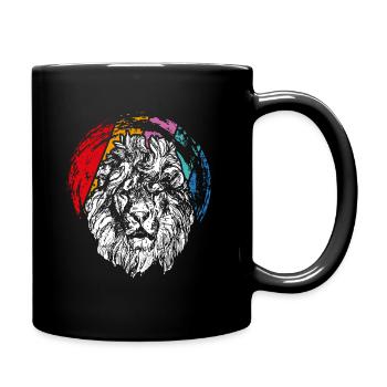 Tête de lion - Mug uni - noir - Droite