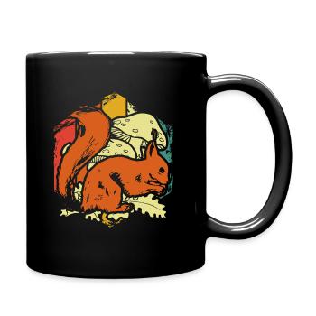 Squirrel autumn mushrooms - Full Colour Mug - black - Right