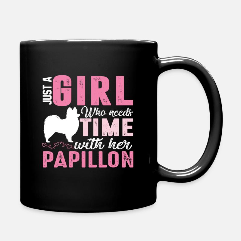 Papillon Papillon Espagnol naine continental - Mug uni - noir