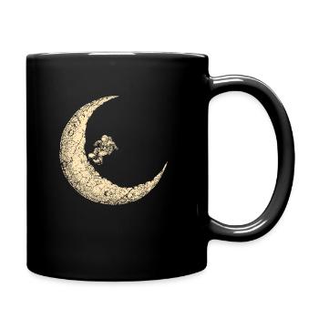 Moon astronaut skater skateboard - Full Colour Mug - black - Right