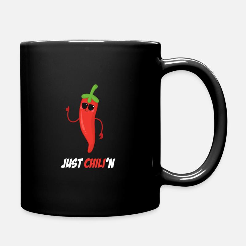 Chilli lustiger Spruch chillen - Tasse einfarbig - Schwarz