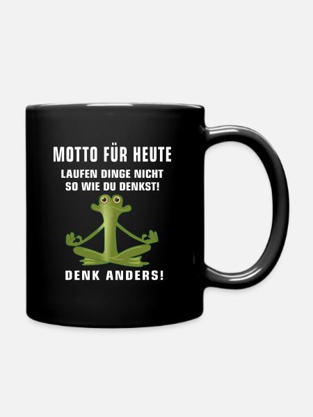 Motto Frosch Meditation Denken Gedanken Positiv - Tasse einfarbig - Schwarz