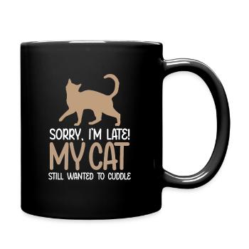 Désolé je suis en retard mon chat - Mug uni - noir - Droite