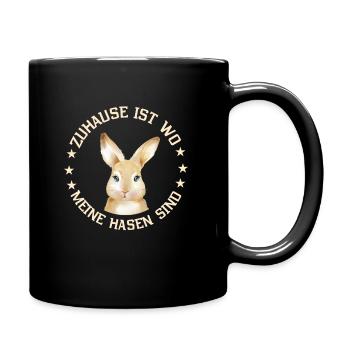 Zuhause ist wo meine Hasen sind - Tasse einfarbig - Schwarz - Rechts