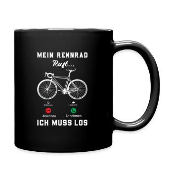 Meine Rennrad ruft ich muss los - Tasse einfarbig - Schwarz - Rechts