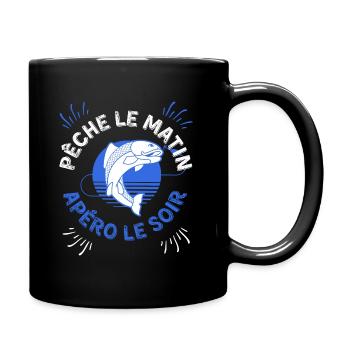 Pêche le matin, apéro le soir / Pêcheur - Mug uni - noir - Droite