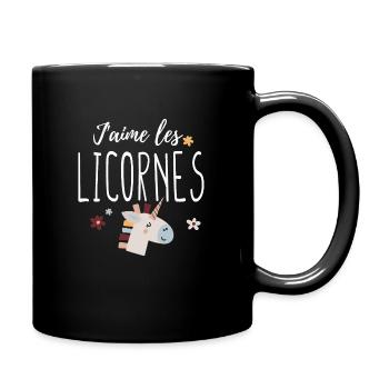 J'aime les licornes - Mug uni - noir - Droite