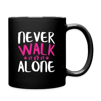 NEVER WALK ALONE | Dogs Sayings Footprint Paw - Full Colour Mug - black - Right
