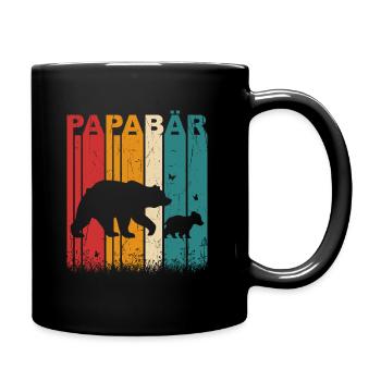 Papabär Papa bär Vatertag Retro Vintage Tiere - Tasse einfarbig - Schwarz - Rechts