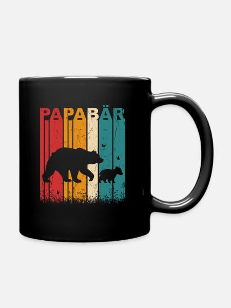 Papabär Papa bär Vatertag Retro Vintage Tiere - Tasse einfarbig - Schwarz